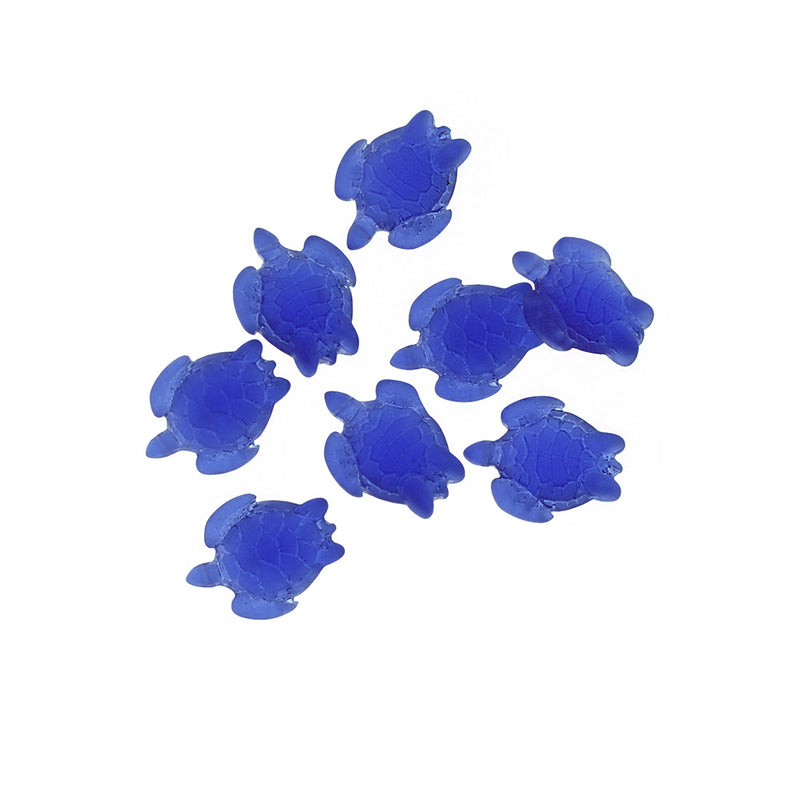 BULK 5 Royal Blue Turtle Cultured Sea Glass Charms - U068