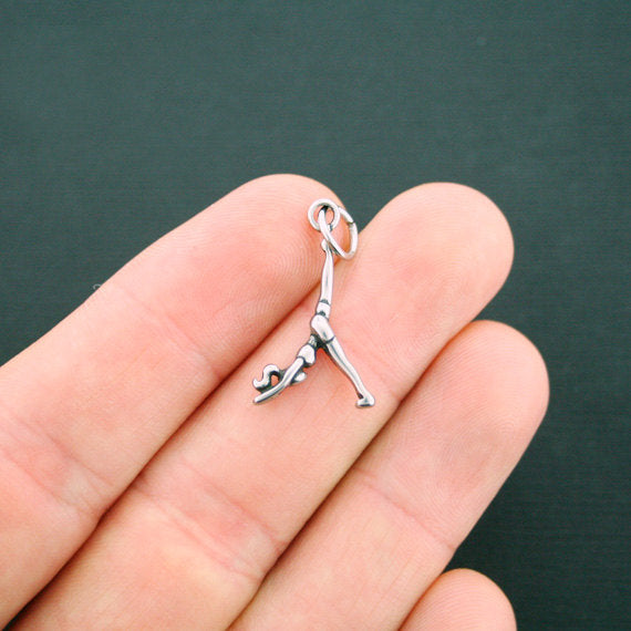 SALE Yoga Pose Silver Tone Stainless Steel Charm - SC6097