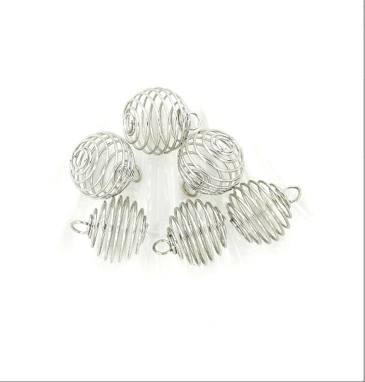 Silver Tone Bead Cages - 15mm x 14mm - 5 Pieces - Z216