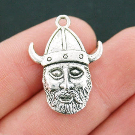 4 Viking Antique Silver Tone Charms 2 Sided - SC1227