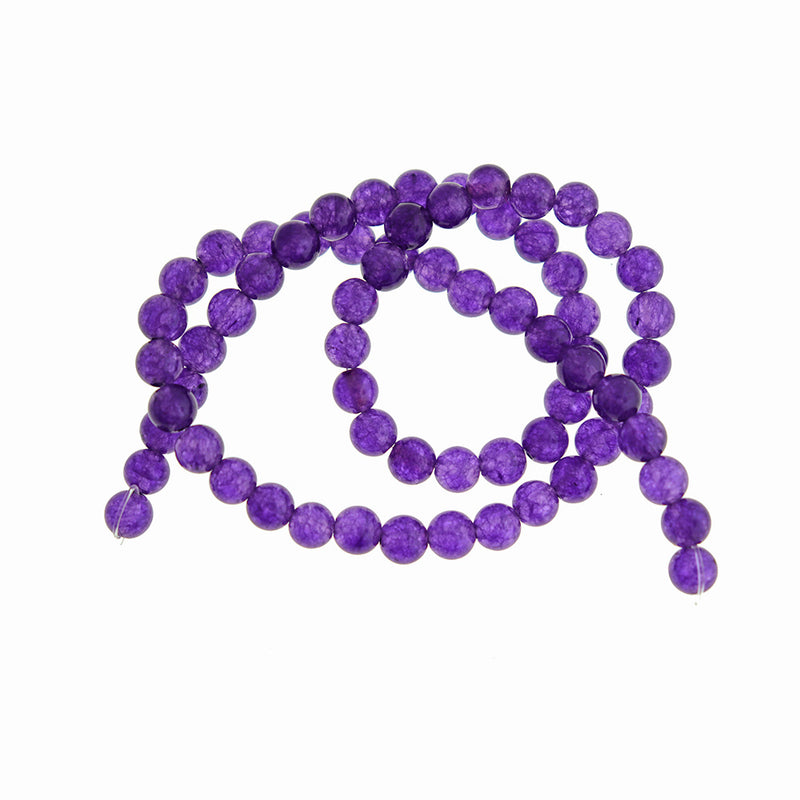 Round Imitation Jade Beads 6mm - Purple - 1 Strand 67 Beads - BD1751