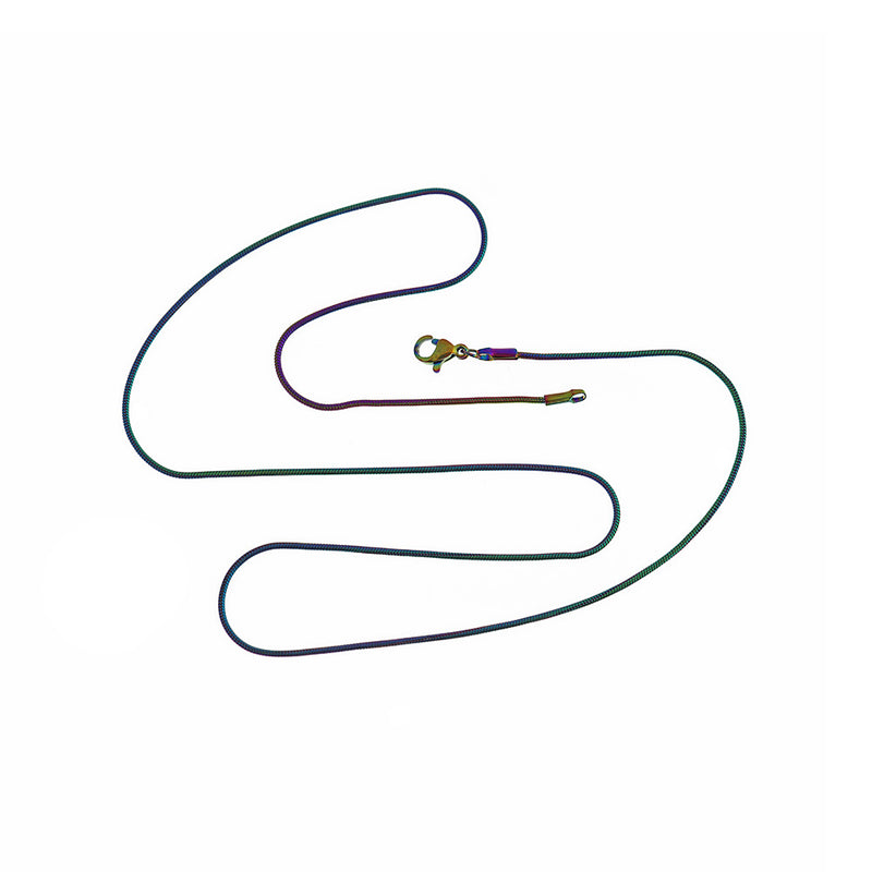 Collier chaîne serpent en acier inoxydable plaqué arc-en-ciel 21" - 1mm - 1 collier - N816