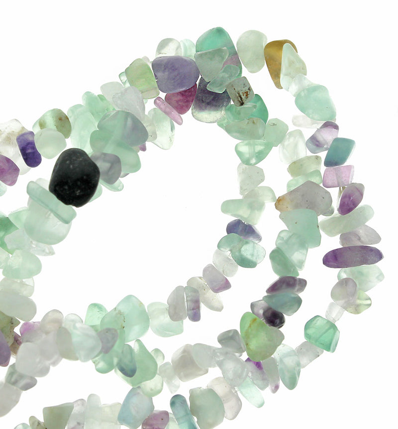 Perles de fluorite naturelles Chip 5-8mm - Violet doux et vert - 1 brin 240 perles - BD1041