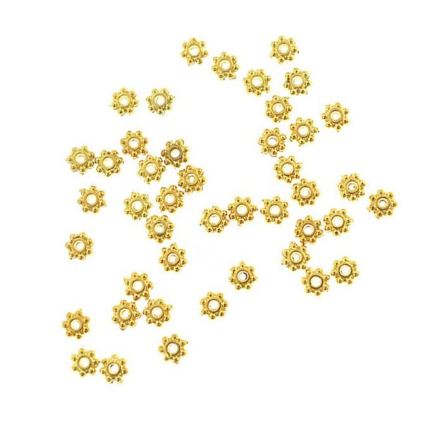 Daisy Spacer Beads 4.5mm - Gold Tone - 250 Beads - GC766