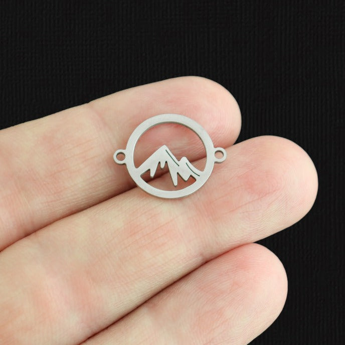 Mountain Connector Stainless Steel Charm 2 Sided - SSP600