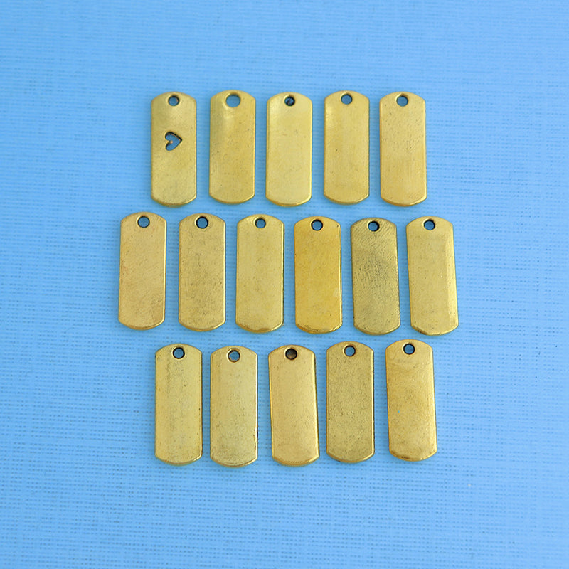 Word Charm Collection Antique Gold Tone 16 Different Tag Charms - COL350