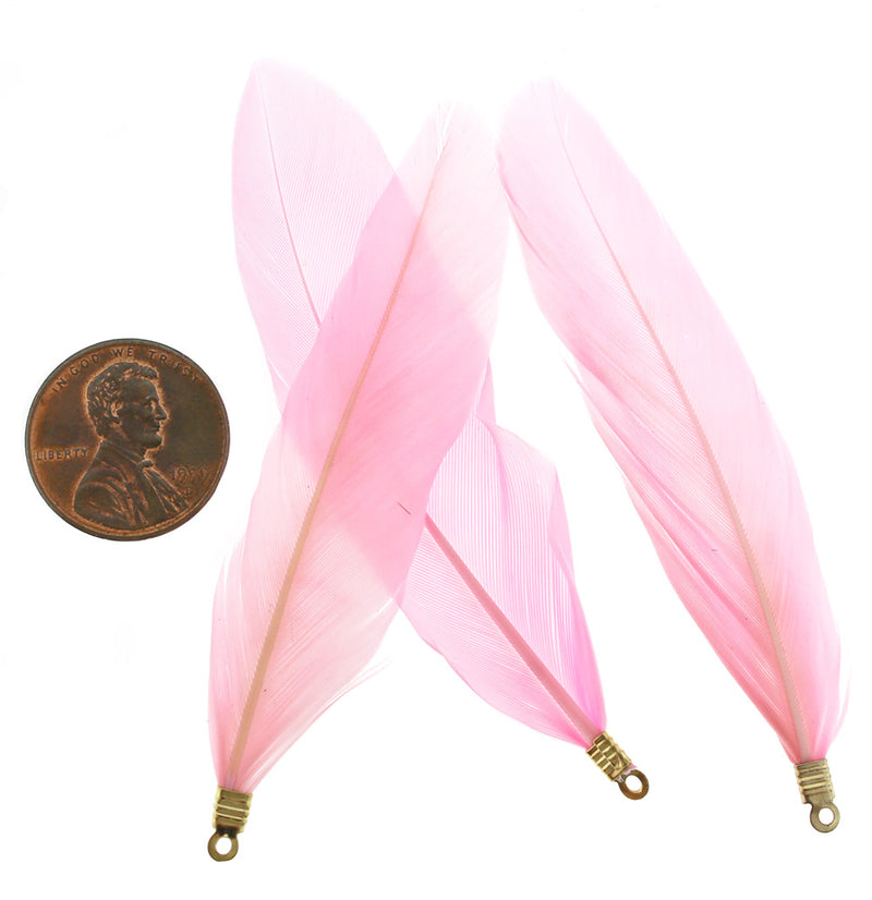 Pendentifs plumes - ton or et rose - 8 pièces - Z1016