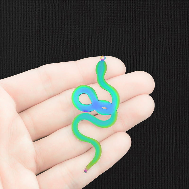 2 breloques serpent arc-en-ciel en acier inoxydable galvanisé - SSP543
