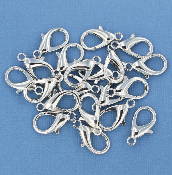 Silver Tone Lobster Clasps 20mm - 10 Clasps - FD606