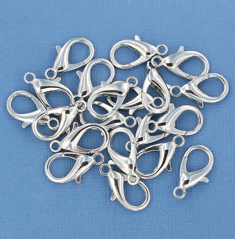 Silver Tone Lobster Clasps 20mm - 50 Clasps - FD606
