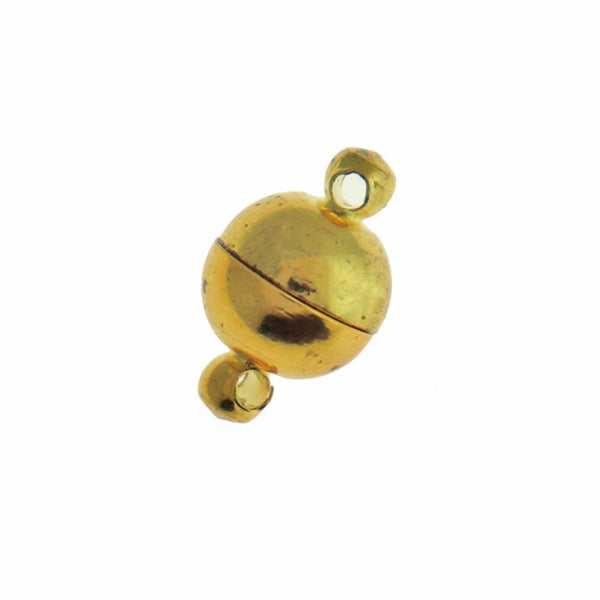 Gold Tone Brass Magnetic Clasp 8mm x 8mm - 2 Clasps 4 Pieces - FD459