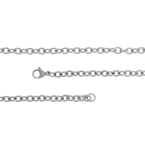 Stainless Steel Cable Chain Bracelet 7.87" - 4mm - 1 Bracelet - N183