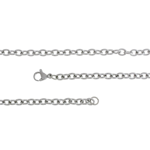 Stainless Steel Cable Chain Bracelets 7.87" - 4mm - 5 Bracelets - N183