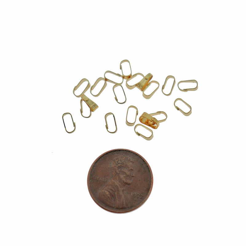 Bélière à pincer en acier inoxydable doré - 6 mm x 3 mm - 10 pièces - FD901
