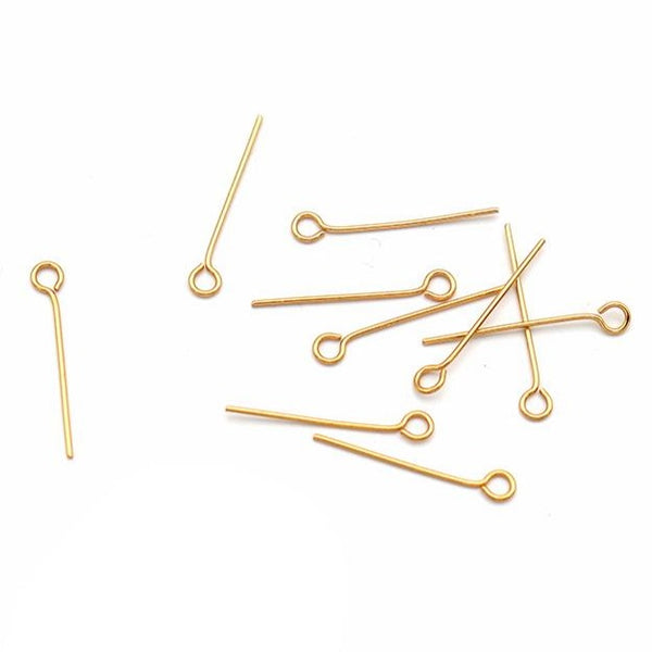 Épingles à œil en acier inoxydable doré - 20 mm - 50 pièces - PIN104