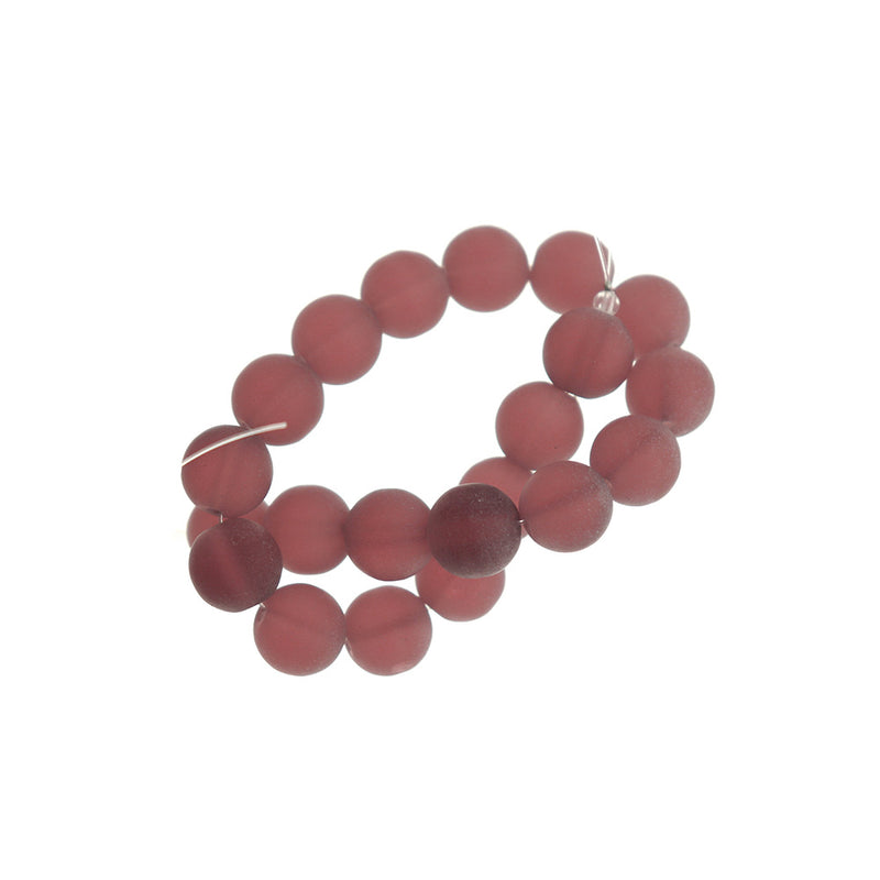 Round Cultured Sea Glass Beads 10mm - Dark Amethyst - 1 Strand 19 Beads - U249