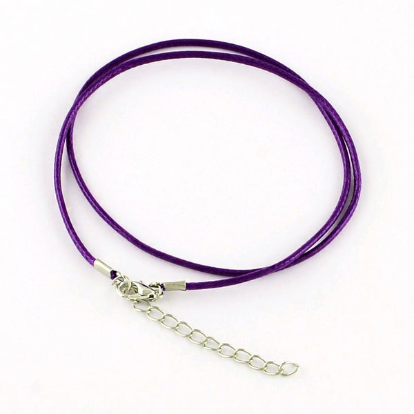 Violet Purple Wax Cord Necklaces 18.7" - 2mm - 5 Necklaces - N226