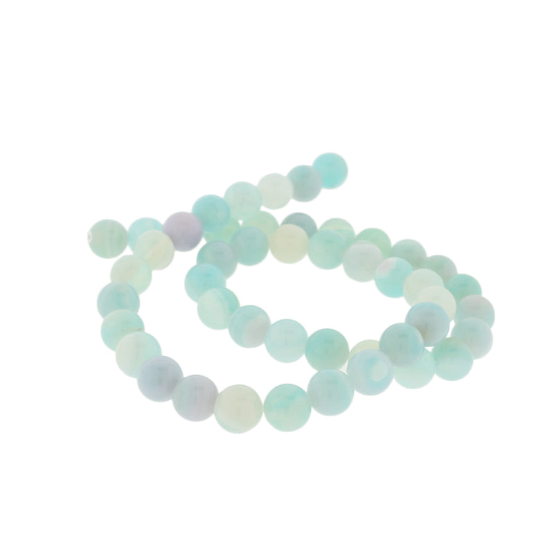 Round Natural Agate Beads 8mm - Light Sea Green - 1 Strand 47 Beads - BD1251