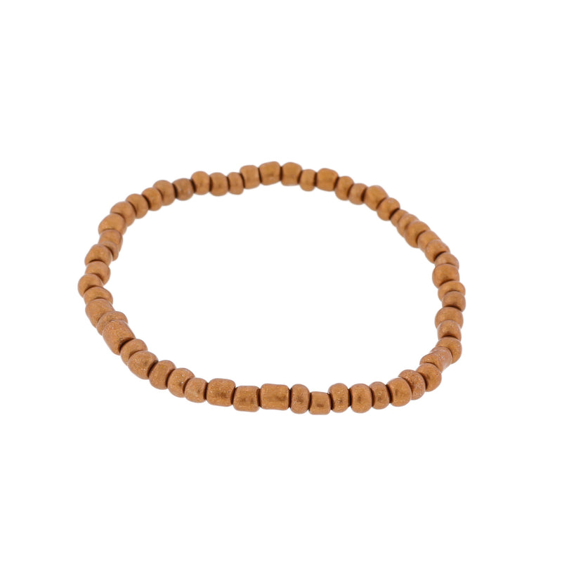 Seed Glass Bead Bracelets - 65mm - Brown - 5 Bracelets - BB104