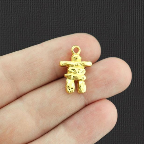 4 Inukshuk Gold Tone Charms 2 Sided - GC823