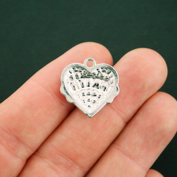 Mom Antique Silver Tone Charm With Inset Rhinestones - SC5574