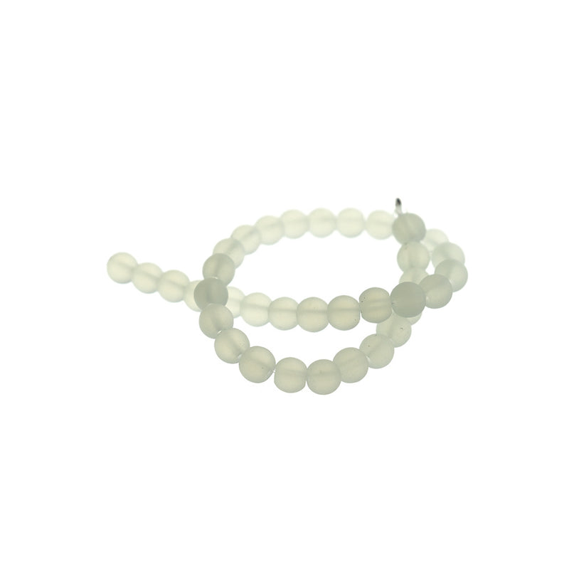 Round Cultured Sea Glass Beads 6mm - White Opal - 1 Strand 32 Beads - U236
