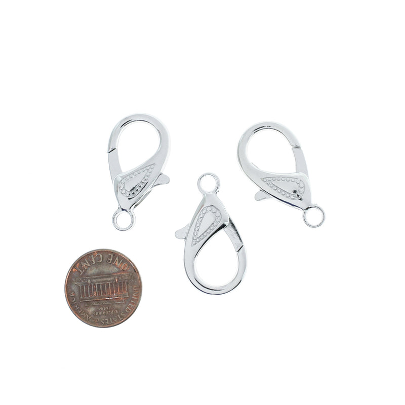 Silver Tone Lobster Clasps 30mm x 16mm - 5 Clasps - FF280