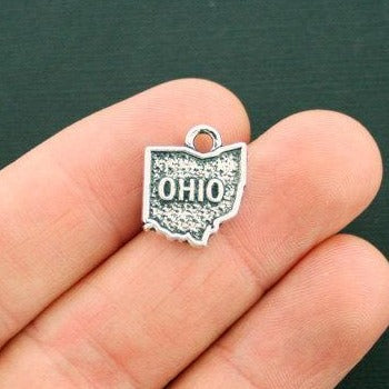 4 Ohio State Antique Silver Tone Charms 2 Sided - SC6347
