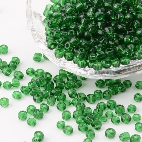 Seed Glass Beads 6/0 4mm - Deep Green - 50g 500 beads - BD1277
