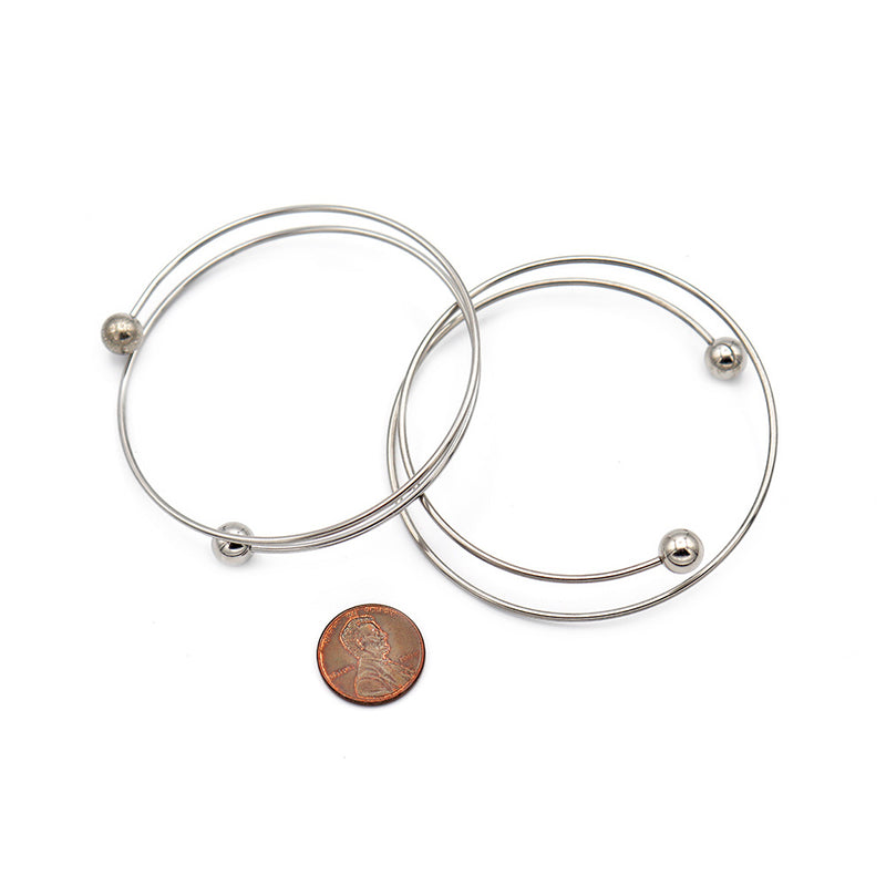 Bracelet enveloppant en acier inoxydable 60 mm ID - 1,7 mm - 5 bracelets - N677