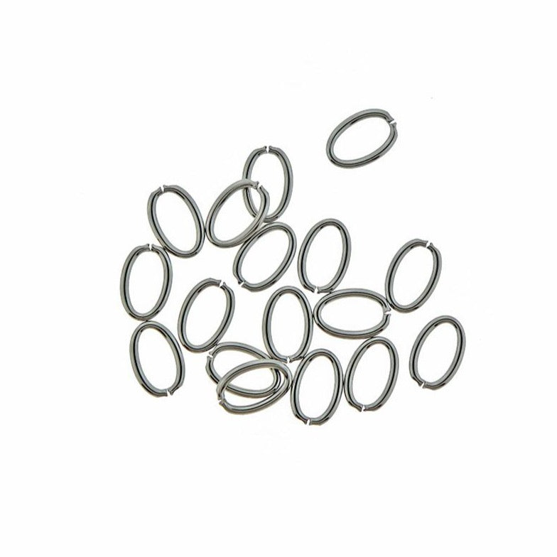 Anneaux ovales en acier inoxydable 10 mm x 6,5 mm x 1,1 mm - Calibre 17 ouvert - 50 anneaux - SS097
