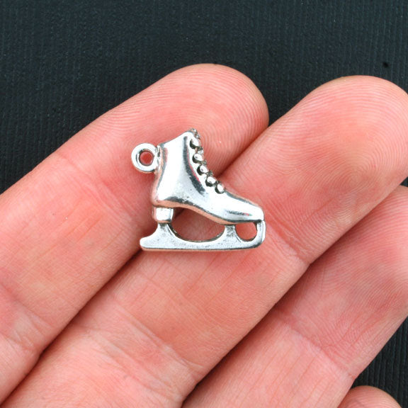 4 Ice Skate Antique Silver Tone Charms 3D - SC3890