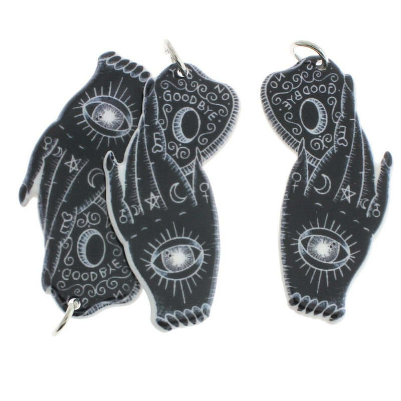 Black Ouija Hand Resin Charm 2 Sided - K526