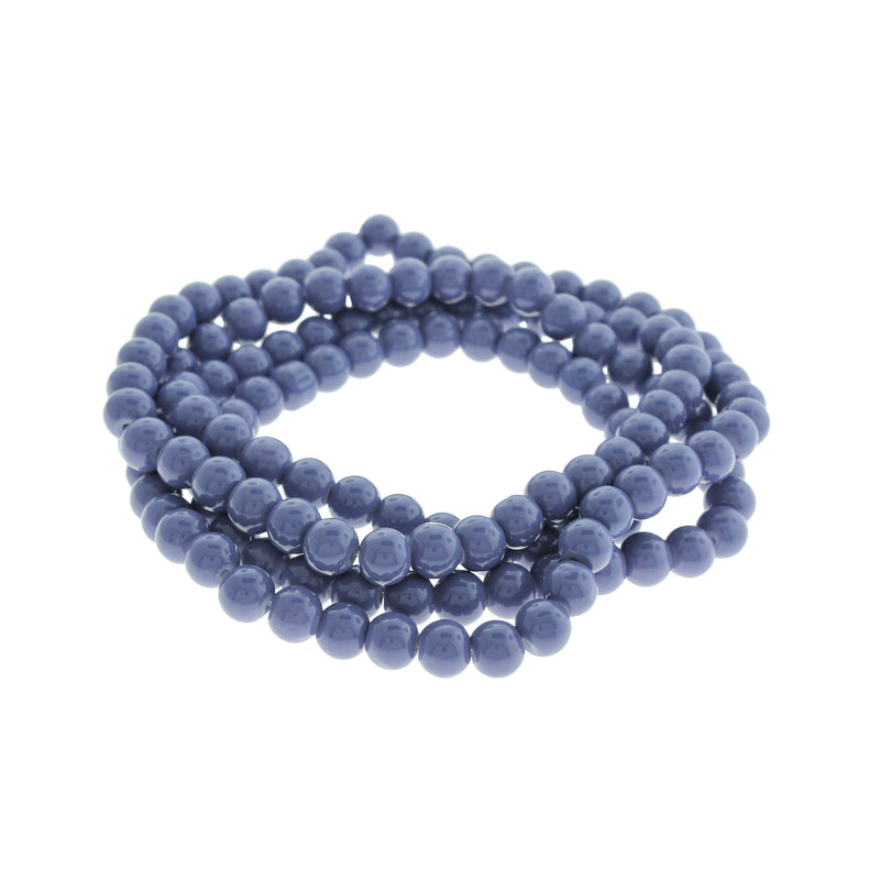 Round Glass Beads 6mm - Marine Blue - 1 Strand 133 Beads - BD2716