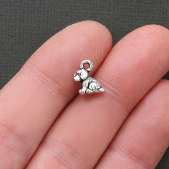 15 Dog Antique Silver Tone Charms 3D - SC1839