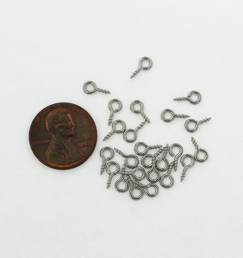 Stainless Steel Screw Eye Bails - 8mm x 4mm - 50 Pieces - FD642