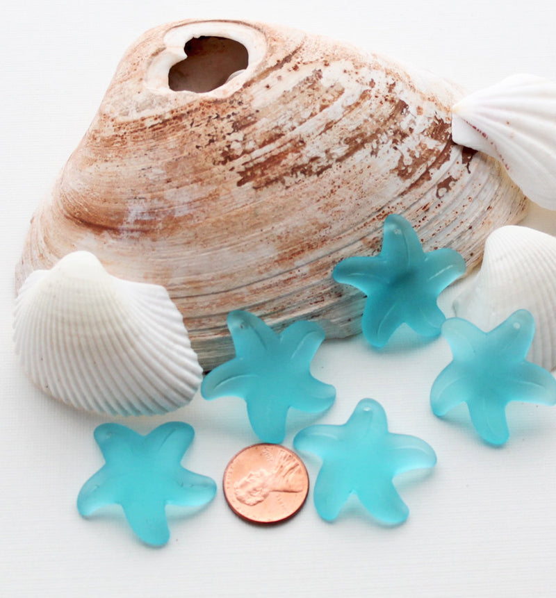 Blue Starfish Sea Glass Charm - U113