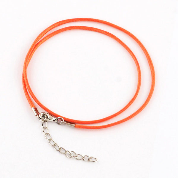 Orange Wax Cord Necklaces 18.7" - 2mm - 5 Necklaces - N230