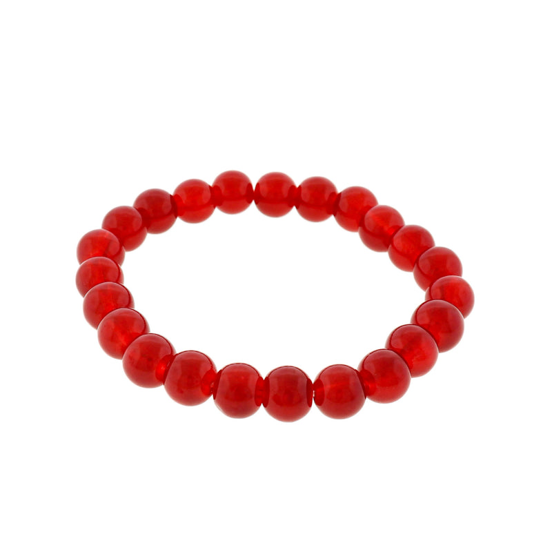 Bracelet Perles Acryliques Rondes - 56mm - Rouge Rubis - 1 Bracelet - BB112
