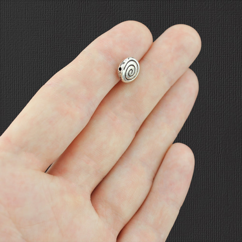 Perles d'espacement en spirale 9 mm x 3 mm - ton argent antique - 15 perles - SC5490