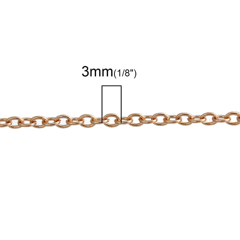 Bulk Rose Gold Tone Cable Chain 16ft - 2mm - FD659