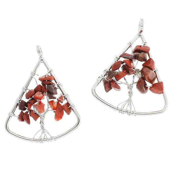 Pendentif arbre de vie en jaspe rouge naturel - GEM132