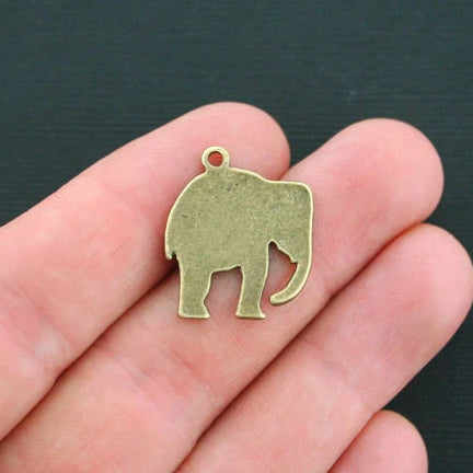 5 Elephant Antique Bronze Tone Charms 2 Sided - BC1334