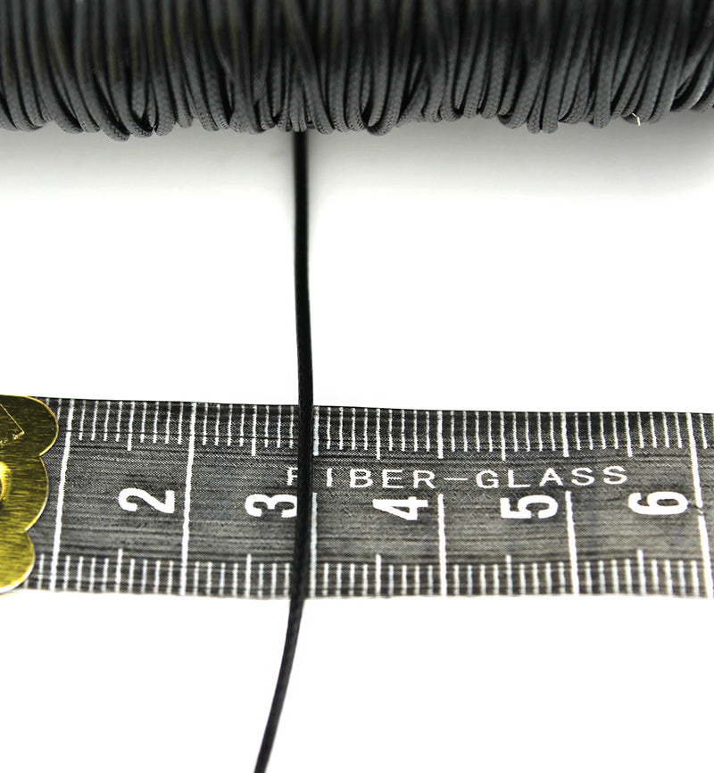 BULK Black Polyester Wax Cord - 1mm Cord - Choose Your Length - 1 Meter + - CH152