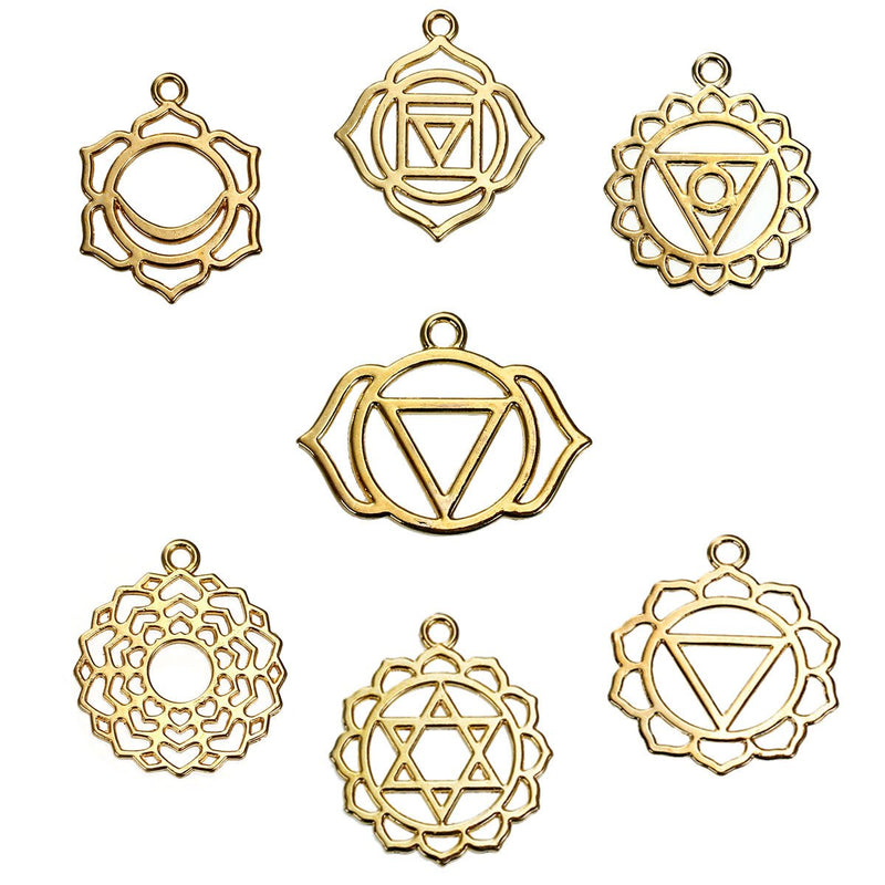 Chakra Charm Collection Gold Plated 7 Different Charms - COL348H