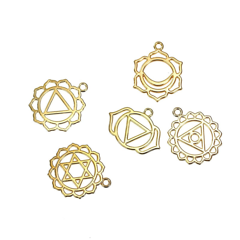 Chakra Charm Collection Gold Plated 7 Different Charms - COL348H