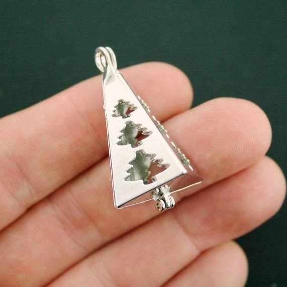Christmas Tree Bead Cage Antique Silver Tone 3D - SC5851