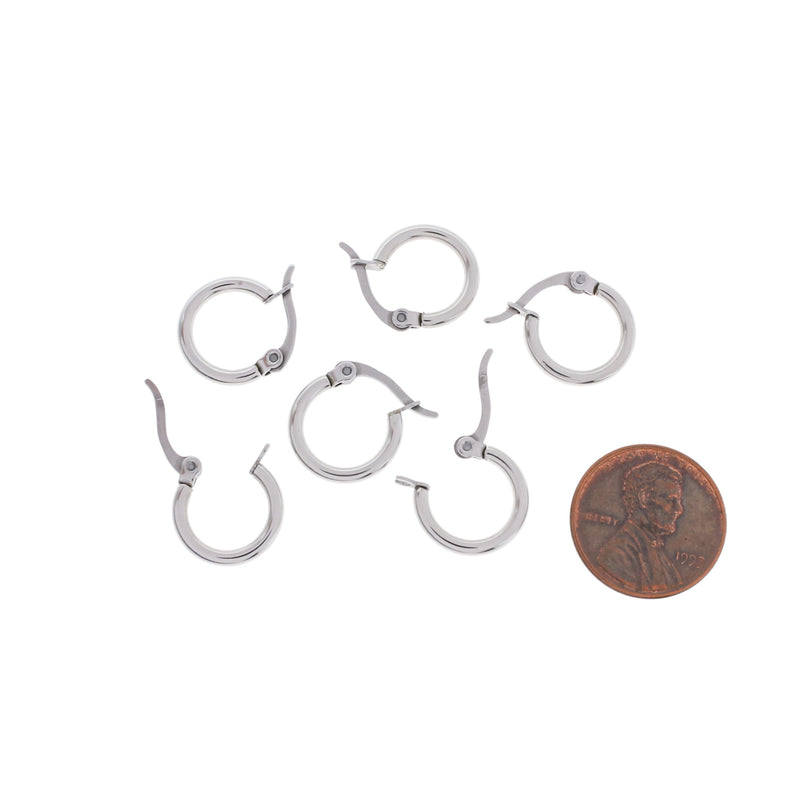 Hoop Earrings - Stainless Steel - Lever Back 14mm - 2 Pieces 1 Pair - FD598
