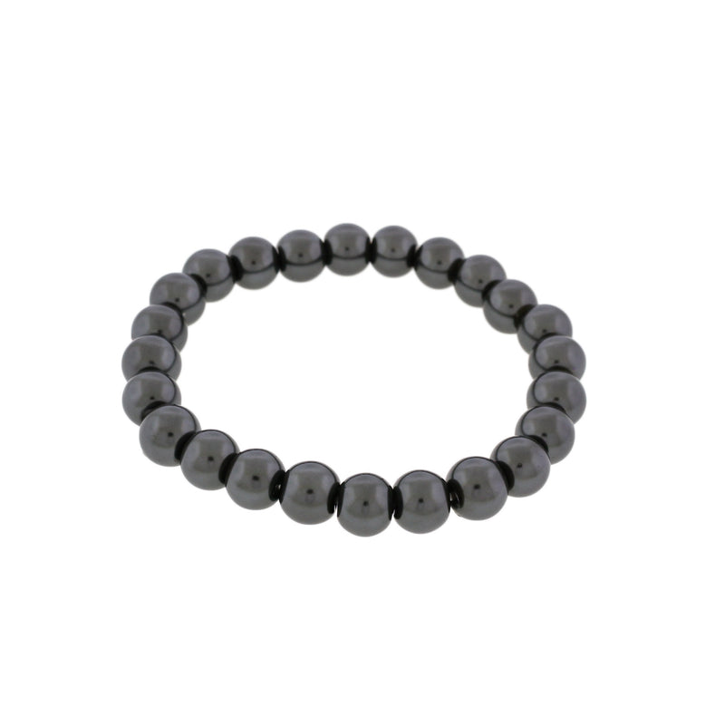 Round Acrylic Bead Bracelet - 47mm - Charcoal Grey - 1 Bracelet - BB185