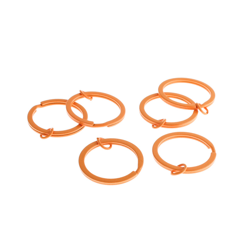 Porte-clés en émail orange avec anneau de saut attaché - 30 mm - 4 pièces - FD165